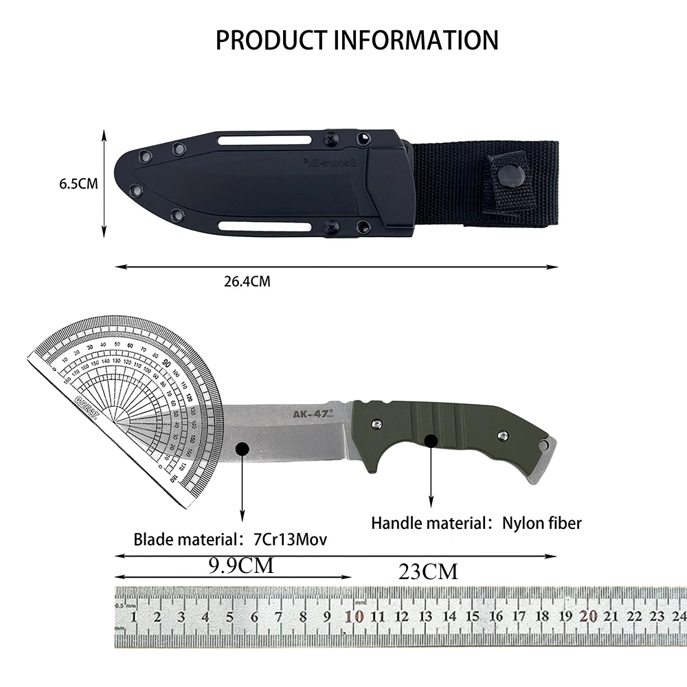 Edc Fixed Blade Deep Carry - 日常携帯用EDC固定刃ナイフ、滑り止めナイロンファイバーハンドル、7Cr13Mov鋼製コンパクトカッティングツール、アウトドアやキャンプに最適