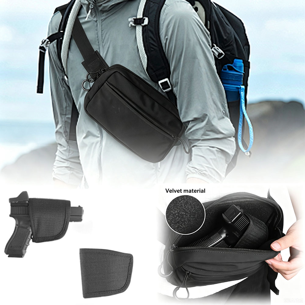 Edc Carry Bag For Pistol - 隠しキャリーウエストバッグ戦術的なファニーパックホルスターピストルポーチ付きクロスボディEDCハンドガンバッグ狩猟ハイキング用
