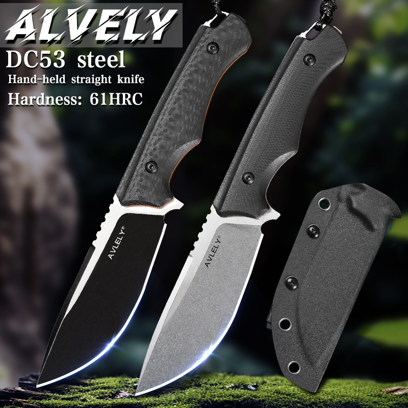 Edc Fixed Blade Deep Carry - DC53スチール製固定刃ストレートナイフ、G10ハンドル、Kタイプシース付き、アウトドア、キャンプ、ハンティング、多目的ナイフ、日常携帯に便利なEDCツール
