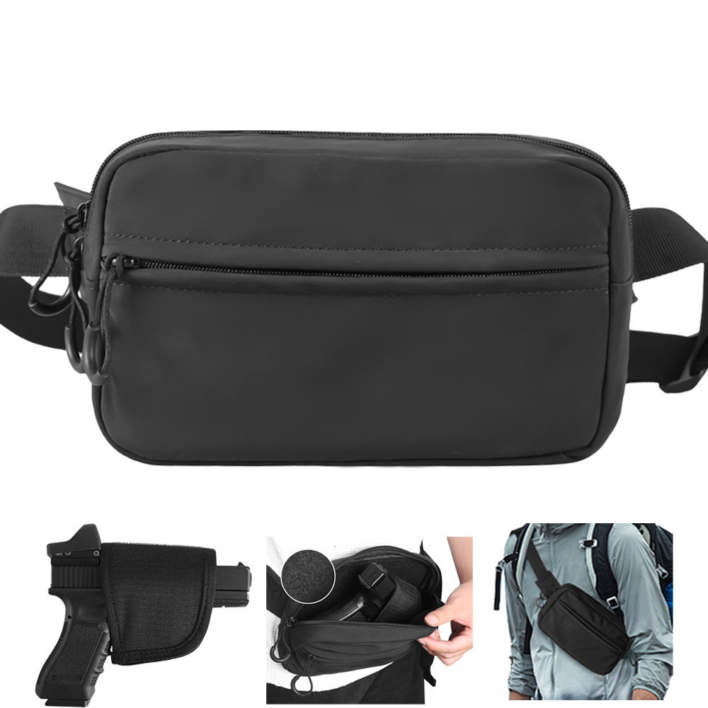 Edc Carry Bag For Pistol - タクティカルクロスボディバッグ ピストルウエストパック 隠し銃キャリーホルスター EDCファニーパック ジッパーベルト付き スポーツ旅行仕事用