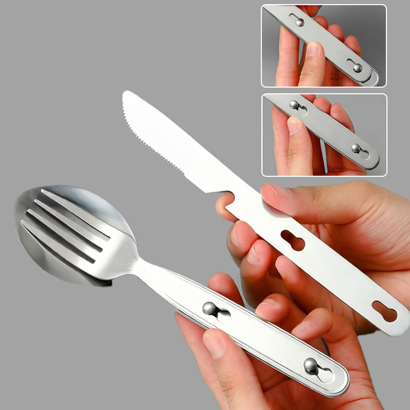 3 ピース/セット折りたたみスプーンフォークナイフ 304  - Edc Everyday Carry Knives のレビューと価格