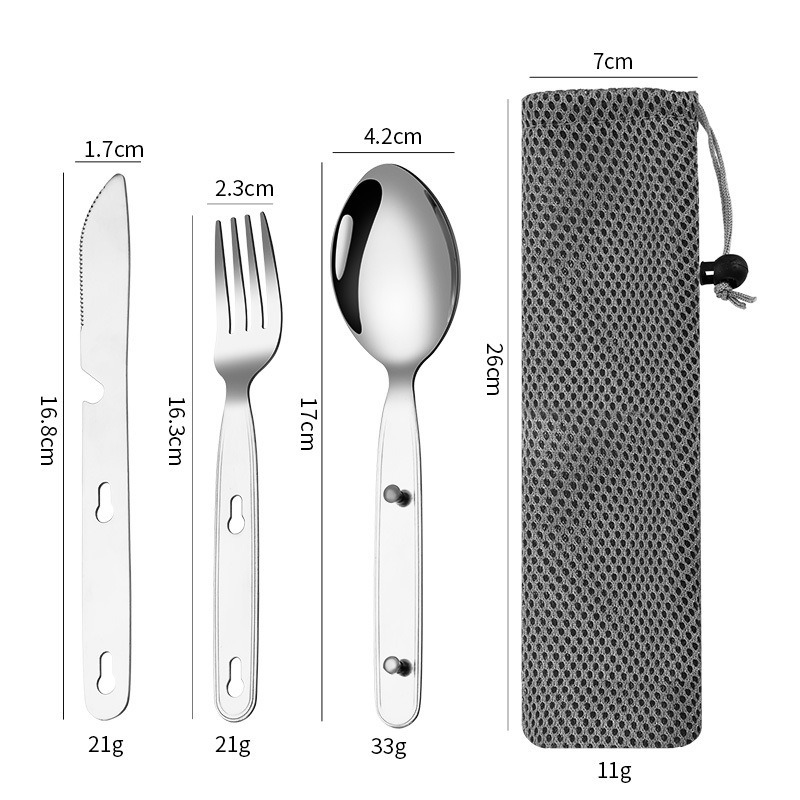 3 ピース/セット折りたたみスプーンフォークナイフ 304  - Edc Everyday Carry Knives のレビューと価格