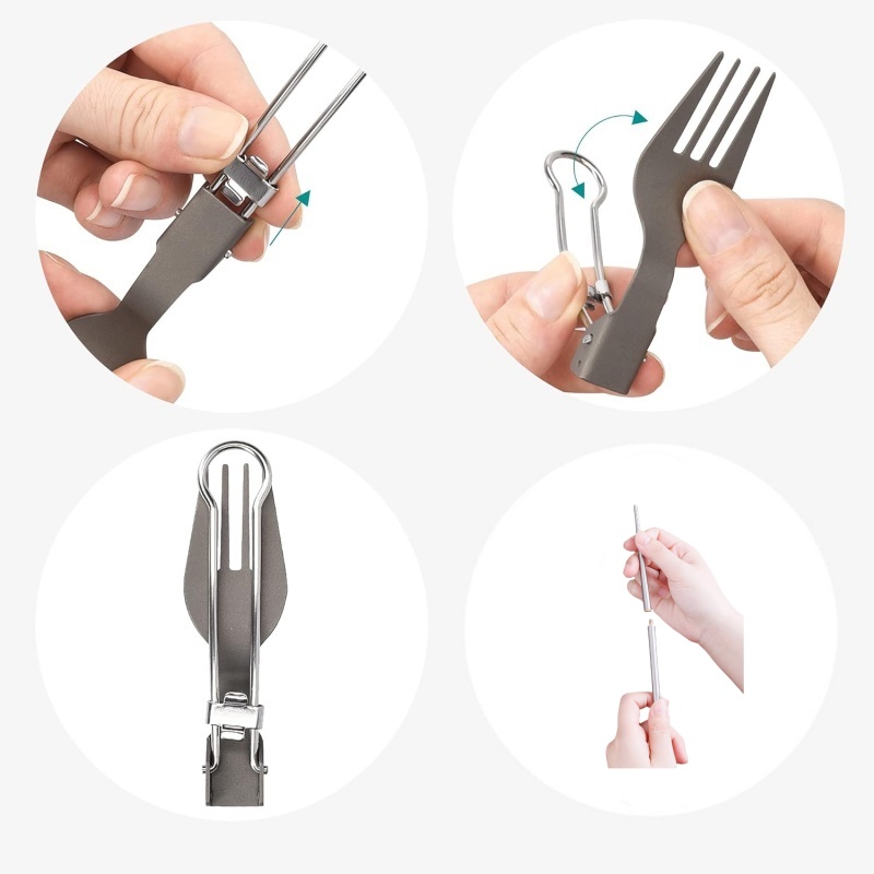 チタン製折りたたみ式食器セット（フォーク、スプーン、ナイフ、 - Edc Everyday Carry Knives のレビューと価格