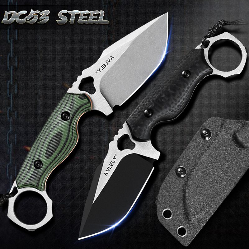 高硬度DC53鋼製ストレートエッジナイフ。アウトドアハイキン - Edc Fixed Blade Deep Carry のレビューと価格