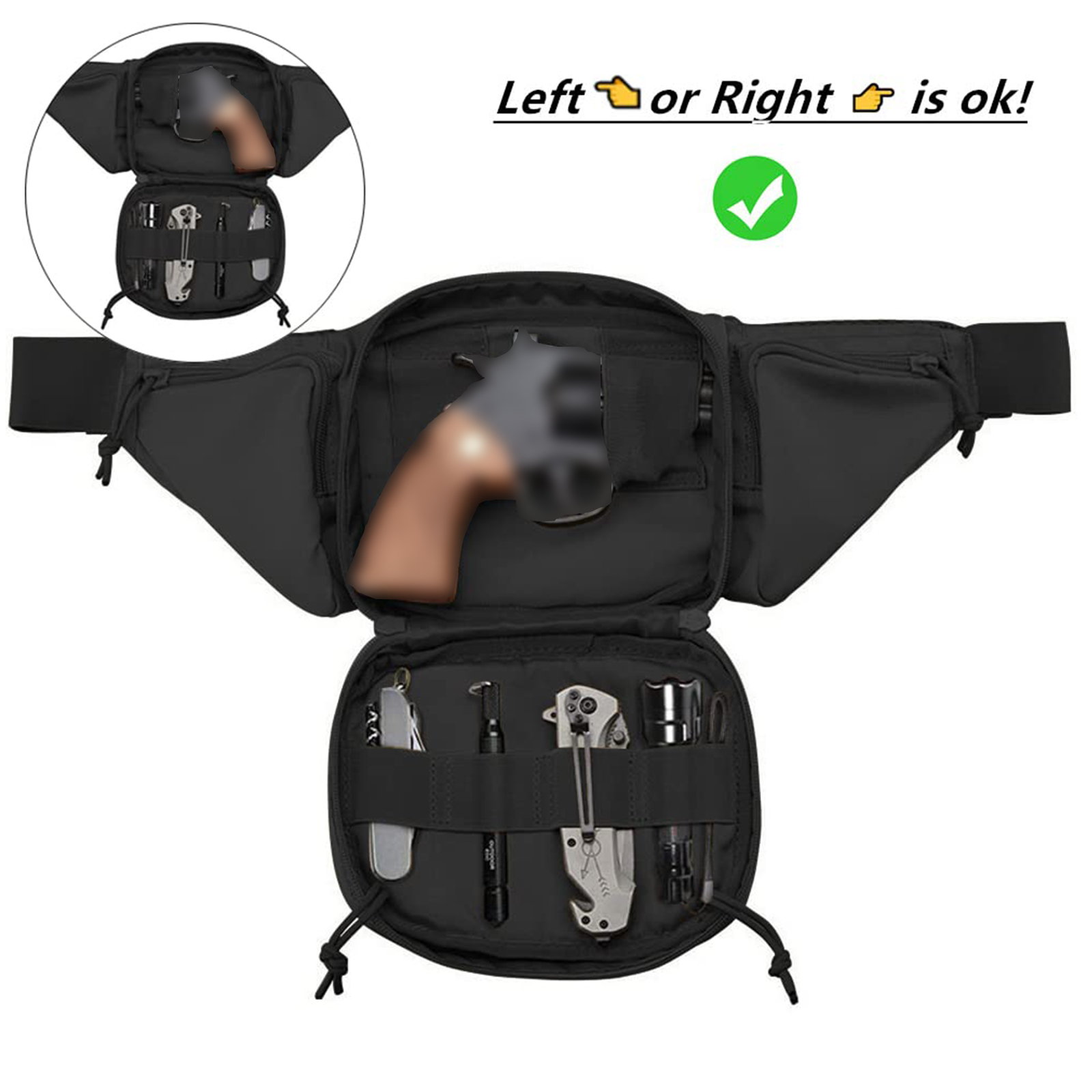 戦術的なファニーパックガンホルスター隠しキャリーピストルウエ - Edc Carry Bag For Pistol のレビューと価格