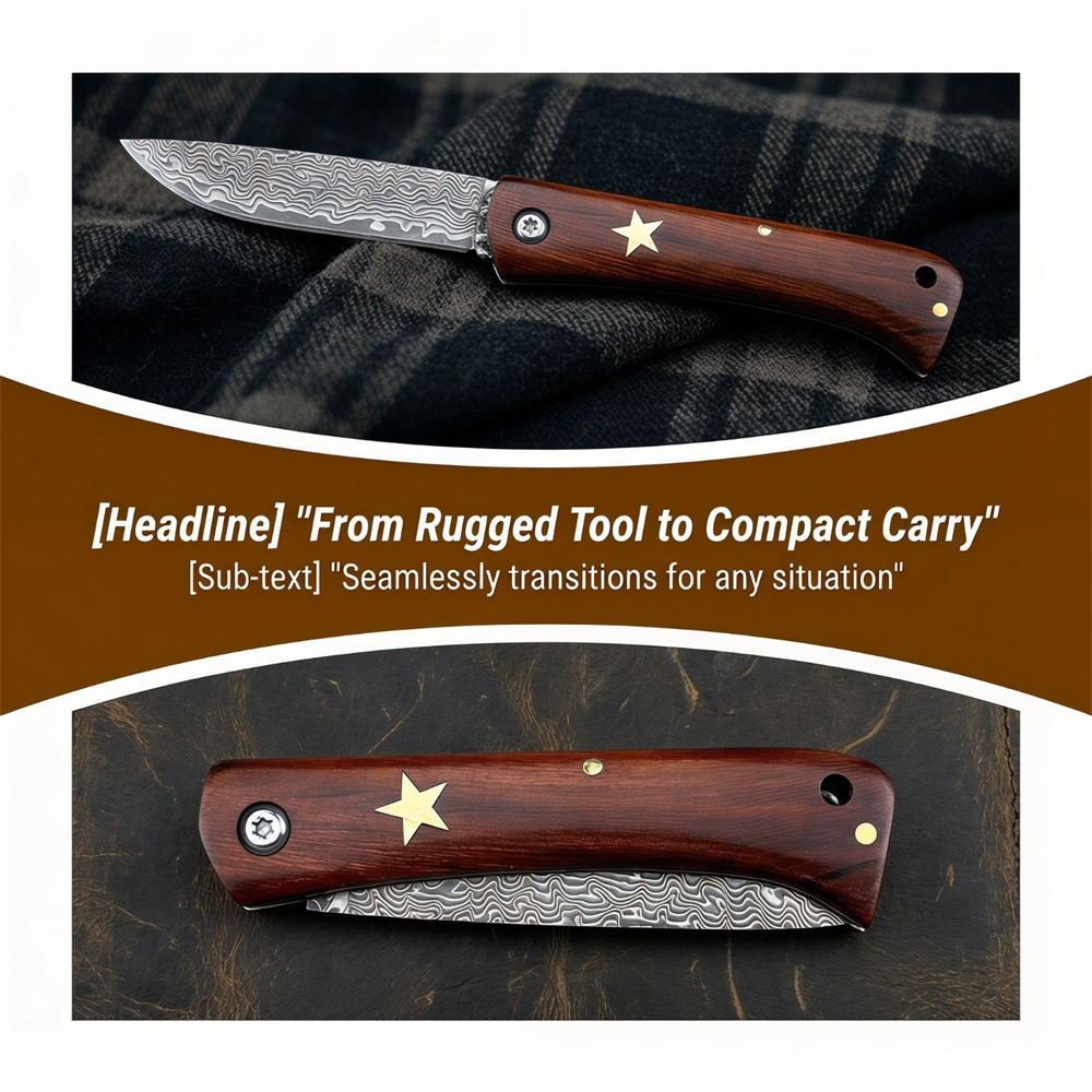 コンパクトアウトドアサバイバルダマスカス折りたたみポケットナ - Edc Fixed Blade Deep Carry のレビューと価格